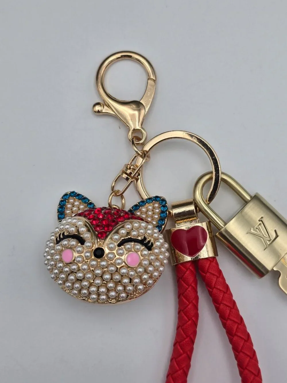 LV Gold Padlock 🔑 Authentic Louis Vuitton Charm + Unbranded Fox Head Keychain
